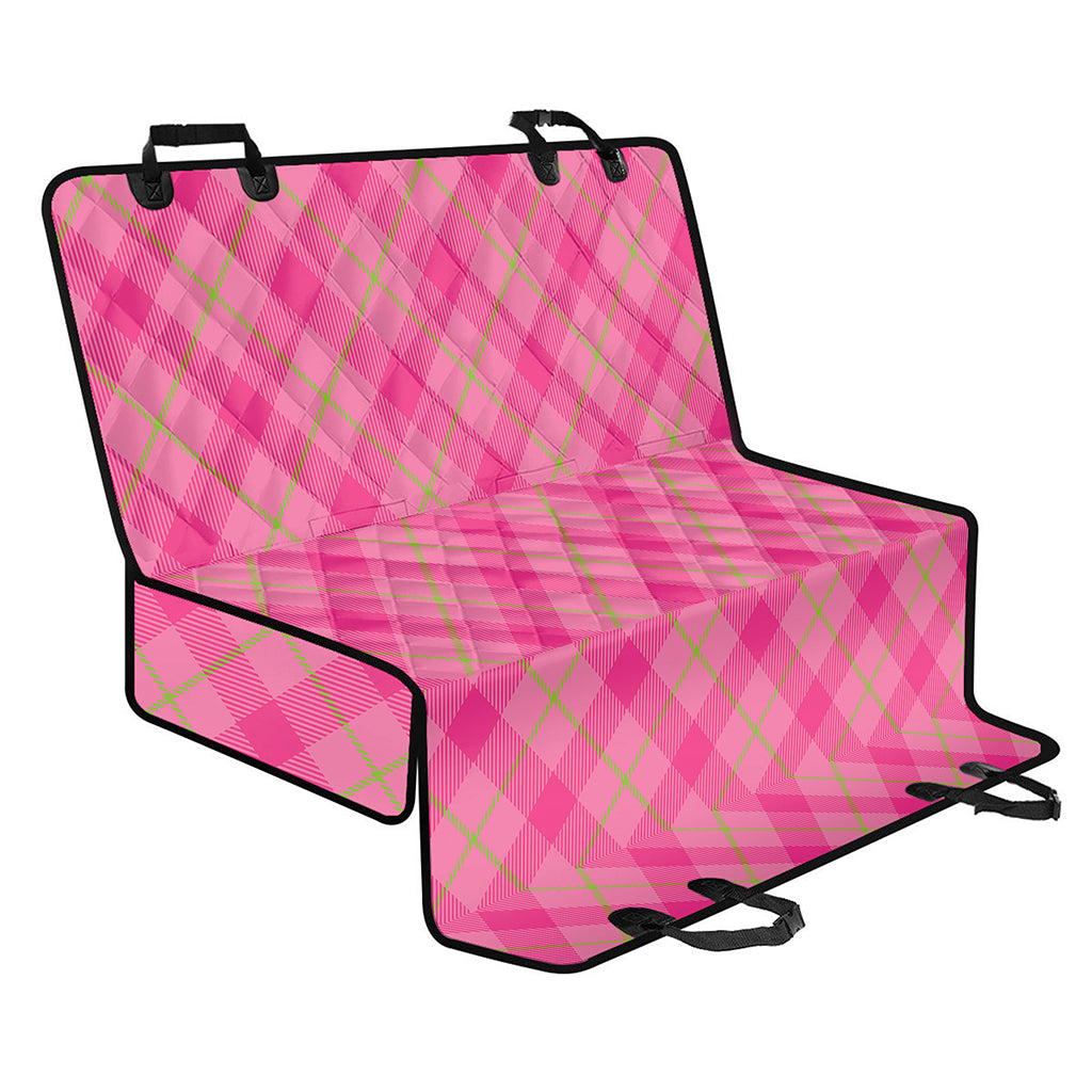 Pink And Green Plaid Pattern Print Pet Car Back Seat Cover
