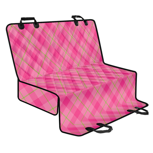 Pink And Green Plaid Pattern Print Pet Car Back Seat Cover
