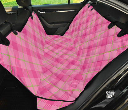 Pink And Green Plaid Pattern Print Pet Car Back Seat Cover