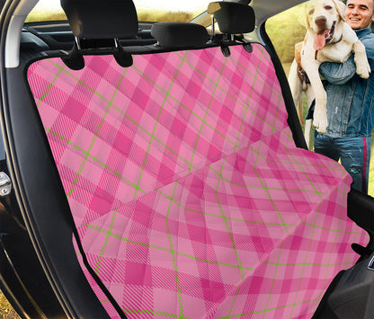 Pink And Green Plaid Pattern Print Pet Car Back Seat Cover