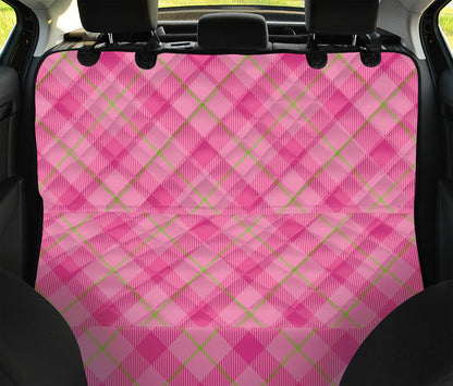 Pink And Green Plaid Pattern Print Pet Car Back Seat Cover