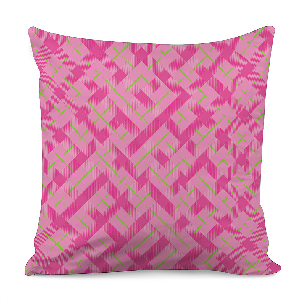 Pink And Green Plaid Pattern Print Pillow Cover
