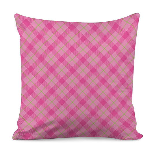 Pink And Green Plaid Pattern Print Pillow Cover