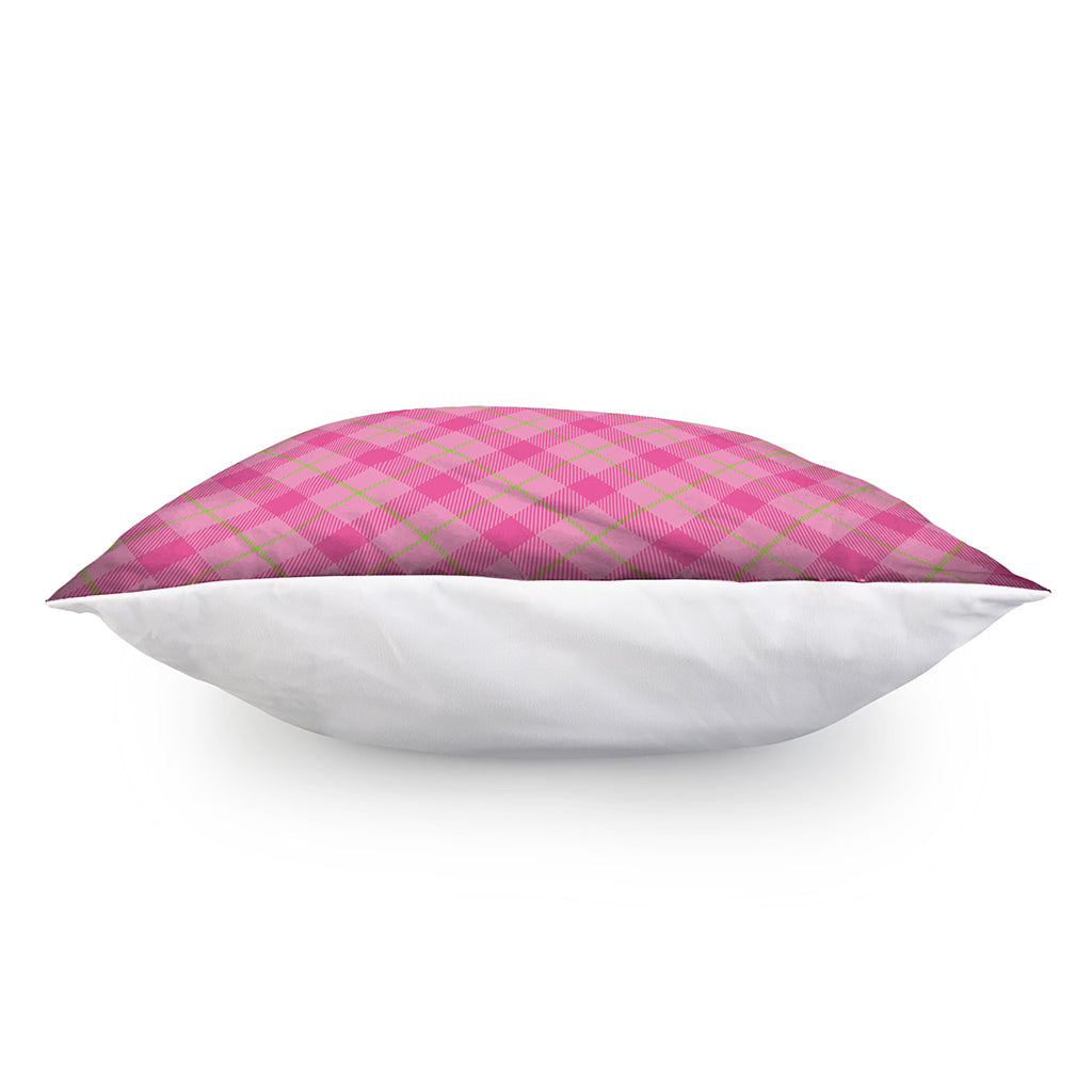Pink And Green Plaid Pattern Print Pillow Cover