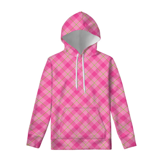 Pink And Green Plaid Pattern Print Pullover Hoodie