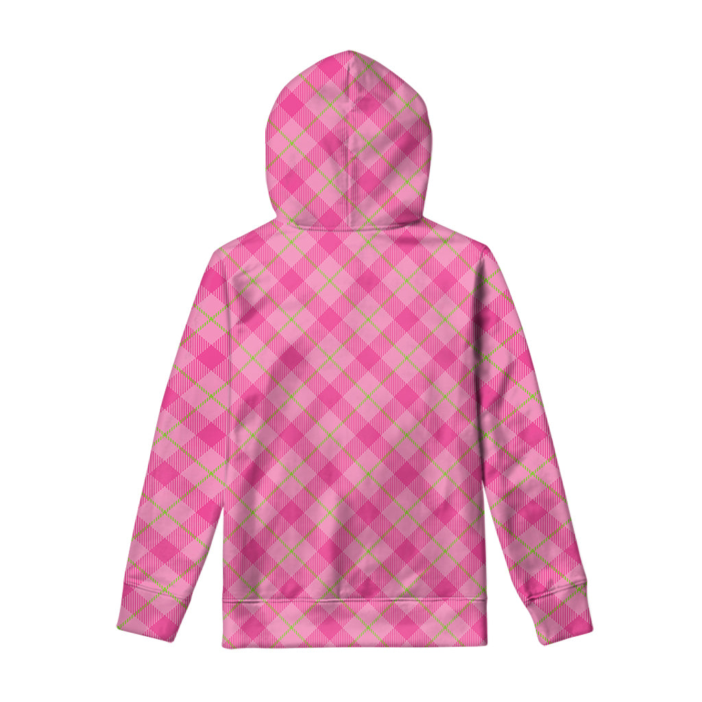 Pink And Green Plaid Pattern Print Pullover Hoodie