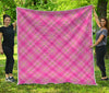 Pink And Green Plaid Pattern Print Quilt