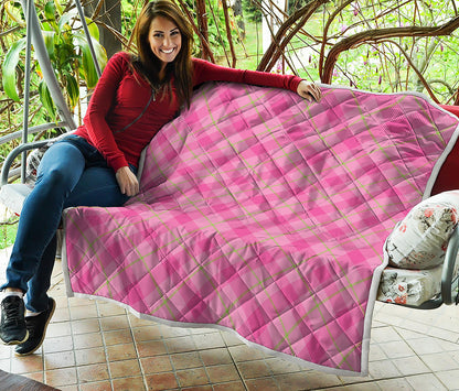 Pink And Green Plaid Pattern Print Quilt