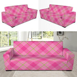 Pink And Green Plaid Pattern Print Sofa Slipcover