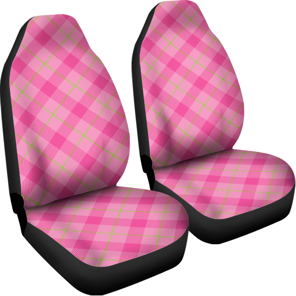 Pink And Green Plaid Pattern Print Universal Fit Car Seat Covers