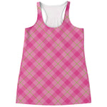Pink And Green Plaid Pattern Print Women's Racerback Tank Top