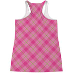 Pink And Green Plaid Pattern Print Women's Racerback Tank Top