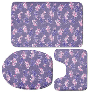 Pink And Purple Japanese Amaryllis Print 3 Piece Bath Mat Set