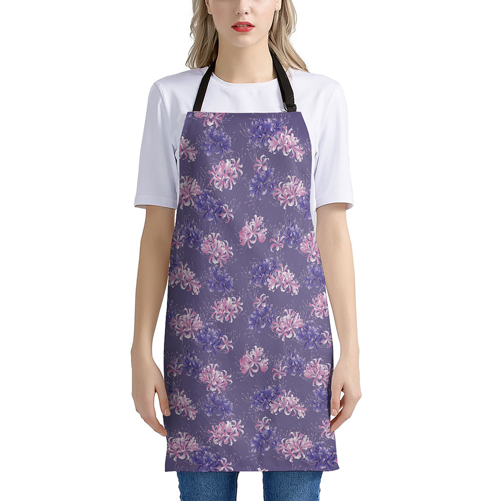 Pink And Purple Japanese Amaryllis Print Apron