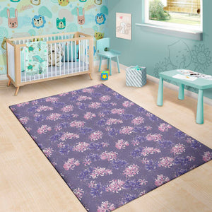 Pink And Purple Japanese Amaryllis Print Area Rug