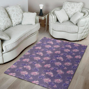 Pink And Purple Japanese Amaryllis Print Area Rug