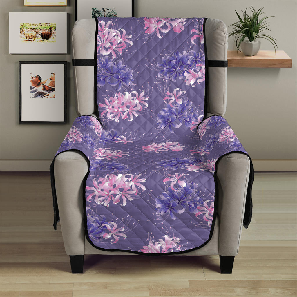 Pink And Purple Japanese Amaryllis Print Armchair Protector