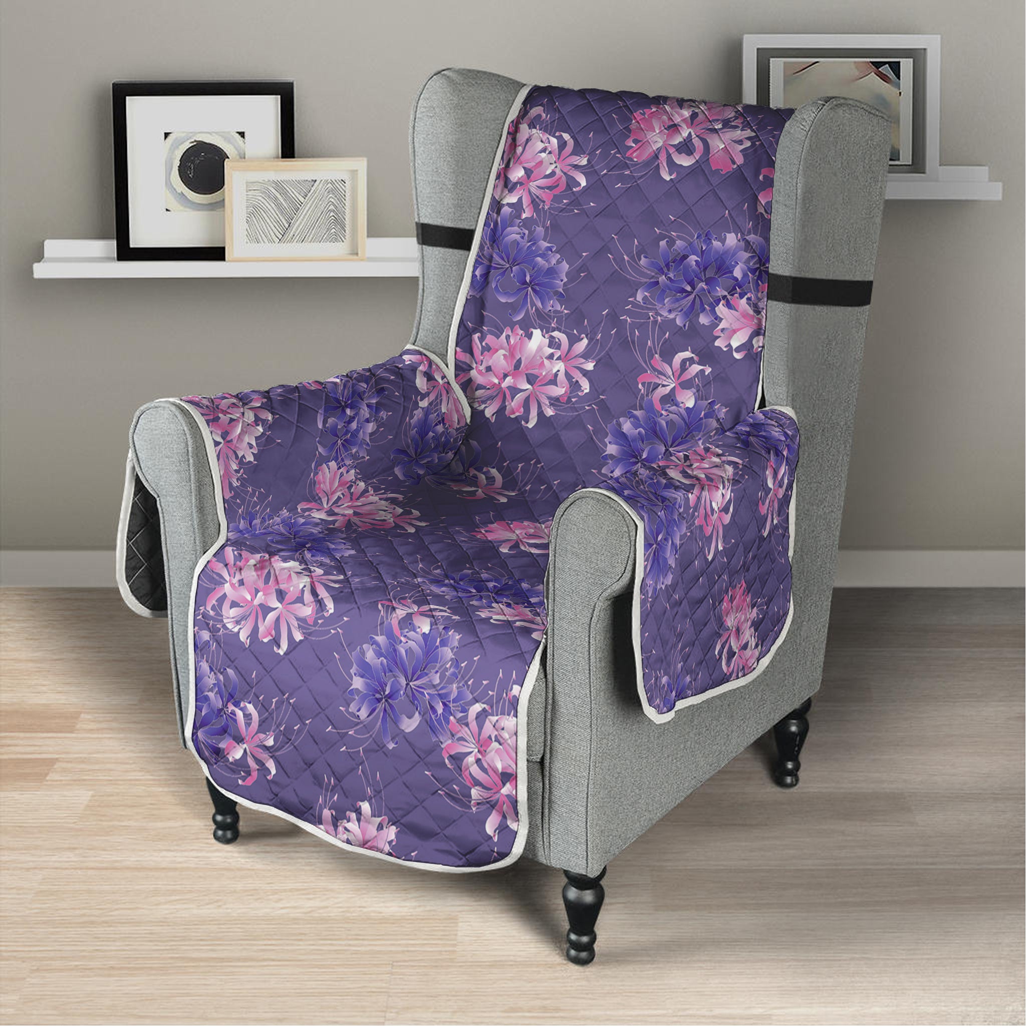 Pink And Purple Japanese Amaryllis Print Armchair Protector