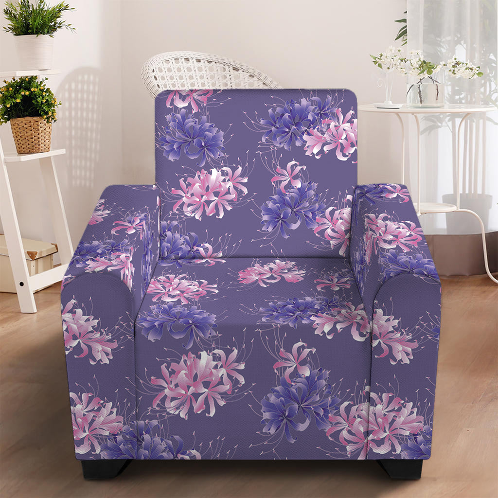 Pink And Purple Japanese Amaryllis Print Armchair Slipcover