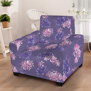 Pink And Purple Japanese Amaryllis Print Armchair Slipcover