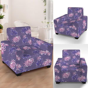 Pink And Purple Japanese Amaryllis Print Armchair Slipcover