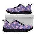 Pink And Purple Japanese Amaryllis Print Black Running Shoes