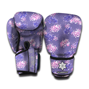 Pink And Purple Japanese Amaryllis Print Boxing Gloves