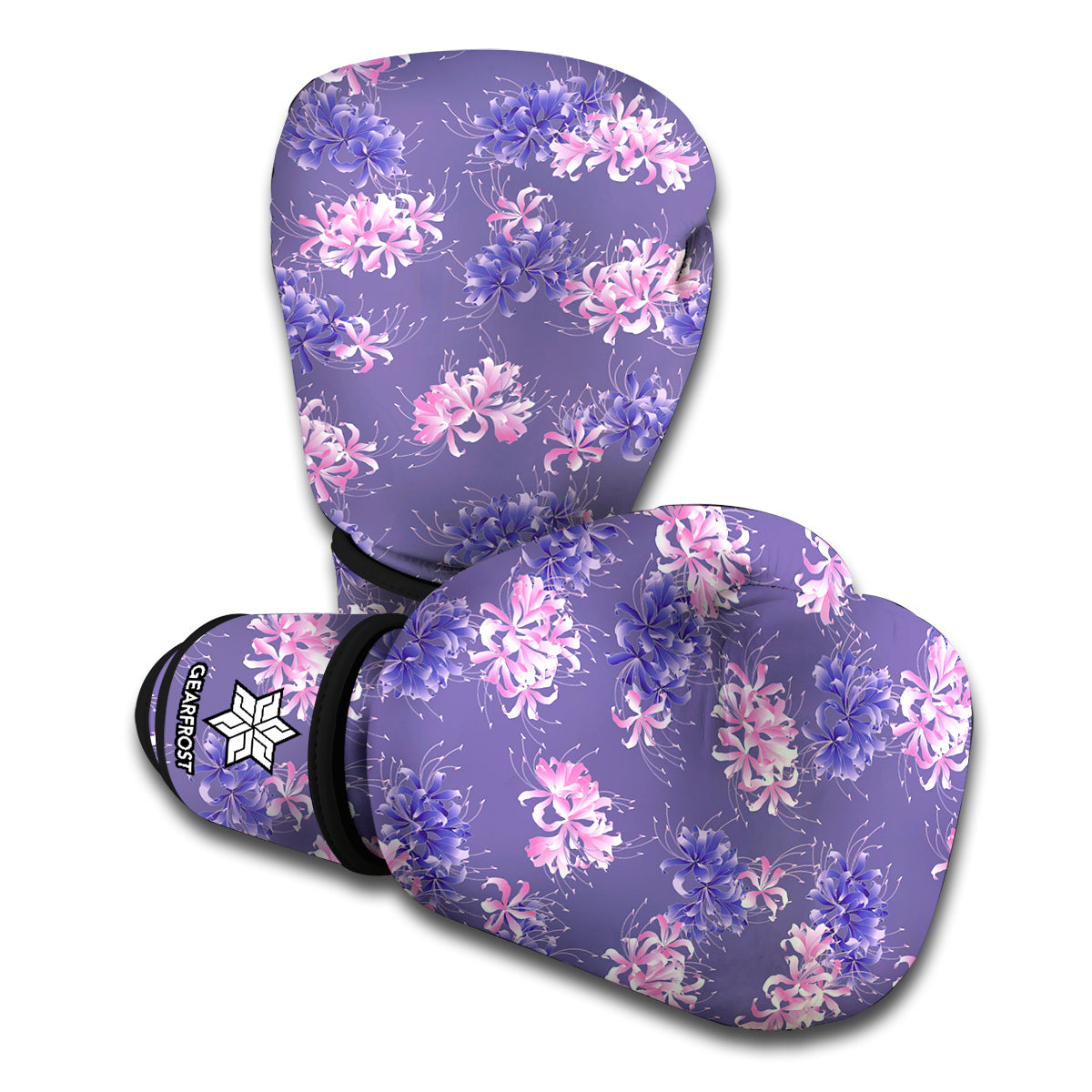 Pink And Purple Japanese Amaryllis Print Boxing Gloves