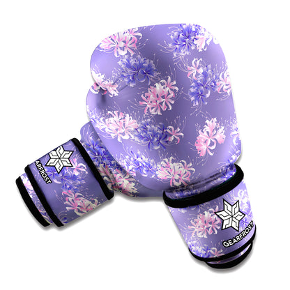 Pink And Purple Japanese Amaryllis Print Boxing Gloves