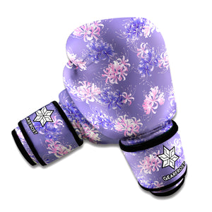 Pink And Purple Japanese Amaryllis Print Boxing Gloves