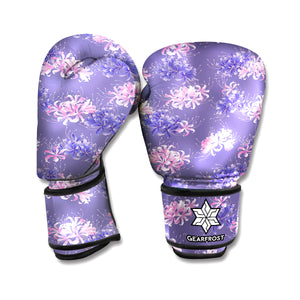 Pink And Purple Japanese Amaryllis Print Boxing Gloves