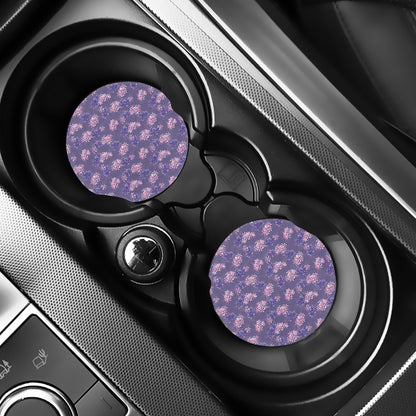 Pink And Purple Japanese Amaryllis Print Car Coasters