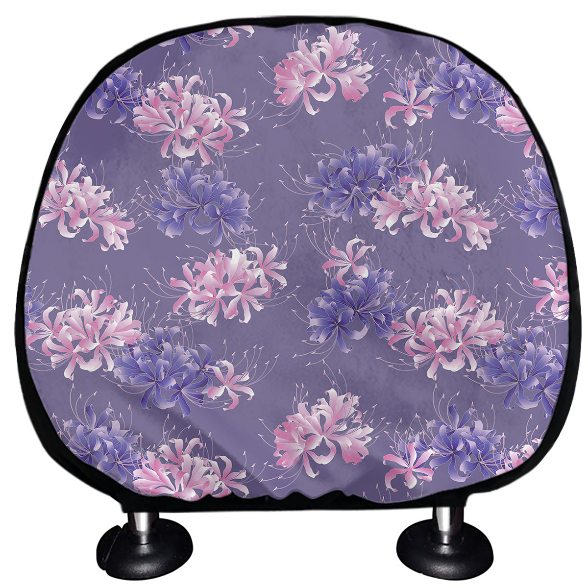 Pink And Purple Japanese Amaryllis Print Car Headrest Covers