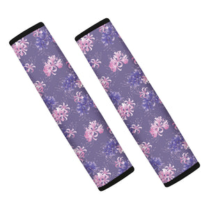 Pink And Purple Japanese Amaryllis Print Car Seat Belt Covers