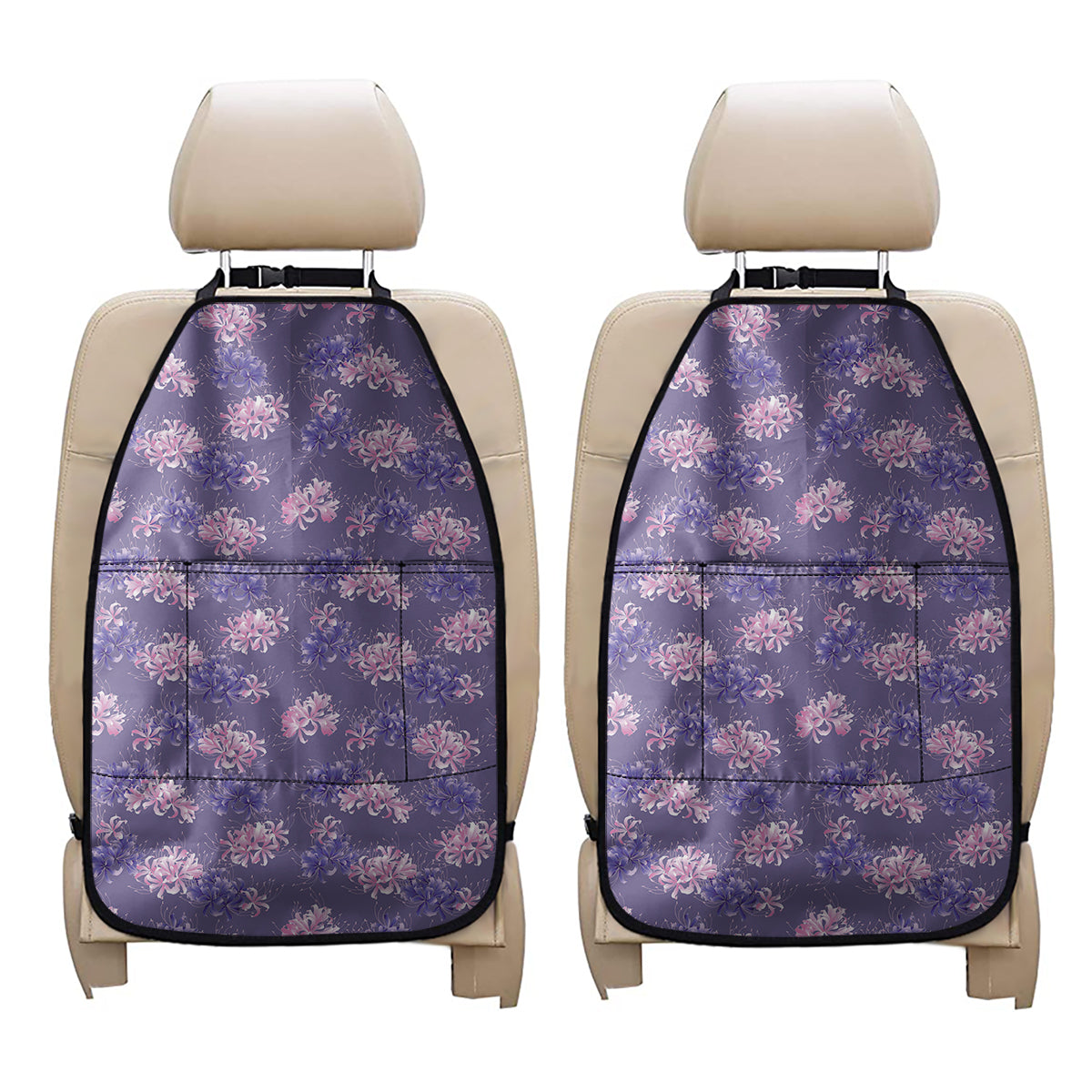 Pink And Purple Japanese Amaryllis Print Car Seat Organizers