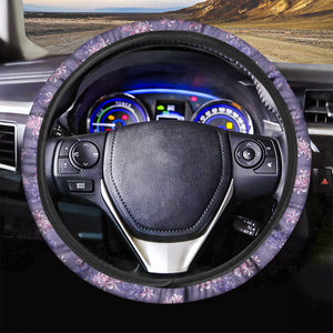 Pink And Purple Japanese Amaryllis Print Car Steering Wheel Cover