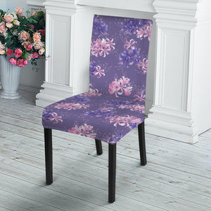 Pink And Purple Japanese Amaryllis Print Dining Chair Slipcover