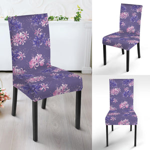 Pink And Purple Japanese Amaryllis Print Dining Chair Slipcover