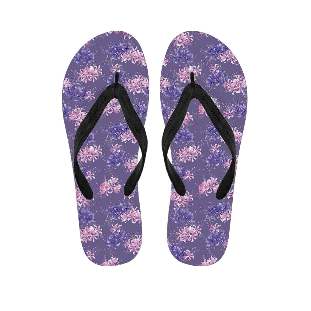 Pink And Purple Japanese Amaryllis Print Flip Flops