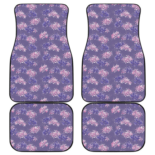 Pink And Purple Japanese Amaryllis Print Front and Back Car Floor Mats