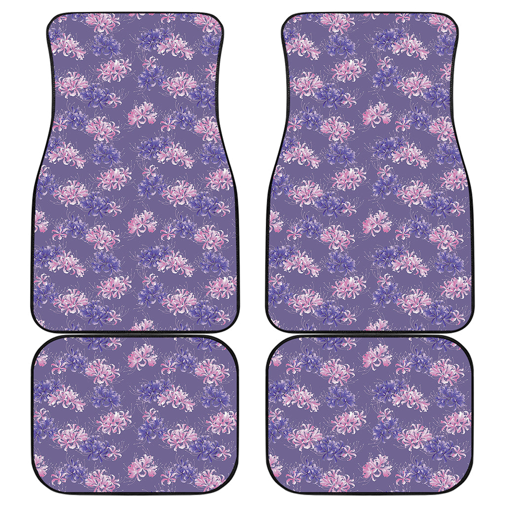 Pink And Purple Japanese Amaryllis Print Front and Back Car Floor Mats