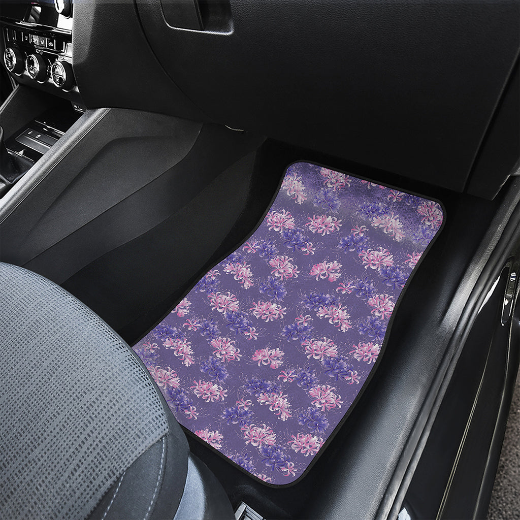 Pink And Purple Japanese Amaryllis Print Front and Back Car Floor Mats