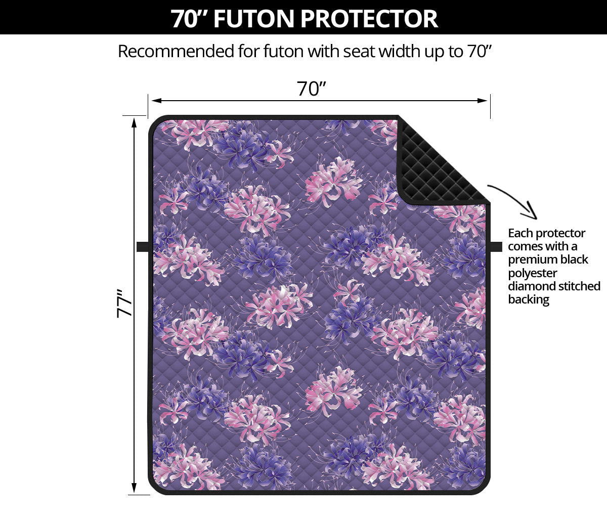 Pink And Purple Japanese Amaryllis Print Futon Protector