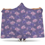 Pink And Purple Japanese Amaryllis Print Hooded Blanket