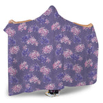 Pink And Purple Japanese Amaryllis Print Hooded Blanket