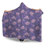 Pink And Purple Japanese Amaryllis Print Hooded Blanket