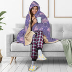 Pink And Purple Japanese Amaryllis Print Hooded Blanket