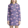 Pink And Purple Japanese Amaryllis Print Hoodie Dress