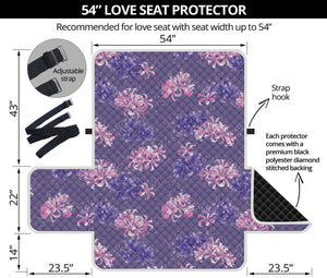 Pink And Purple Japanese Amaryllis Print Loveseat Protector