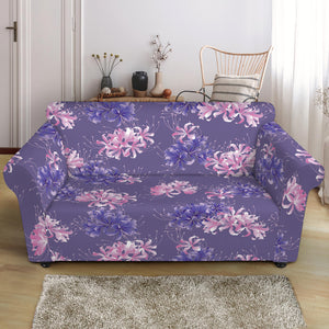 Pink And Purple Japanese Amaryllis Print Loveseat Slipcover